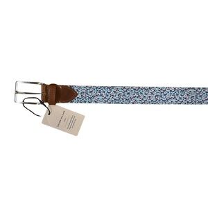 Peter Millar Sport Navy Blue Belt MF22A32 Drinks/Cups Leather Italy NWT 30